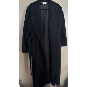 Ashley Scott Womens Vintage 100% Wool Long Overcoat Black See Measurements